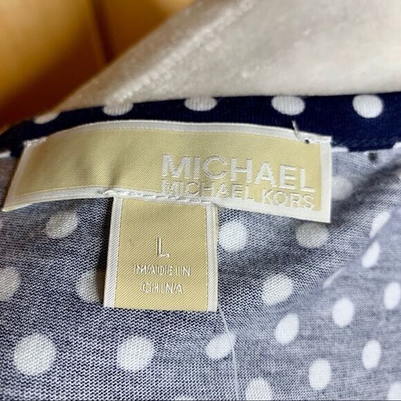 Michael Kors NWT blue/ white polka dot top size L - Picture 7 of 8